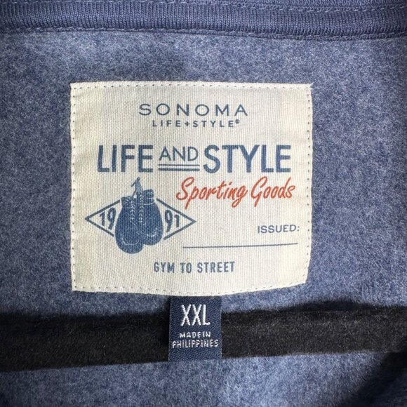 Sonoma Life + Style Blue Cotton Button-Up Cowl Neck Fleece Lined Cardigan Sz XXL - Picture 5 of 8